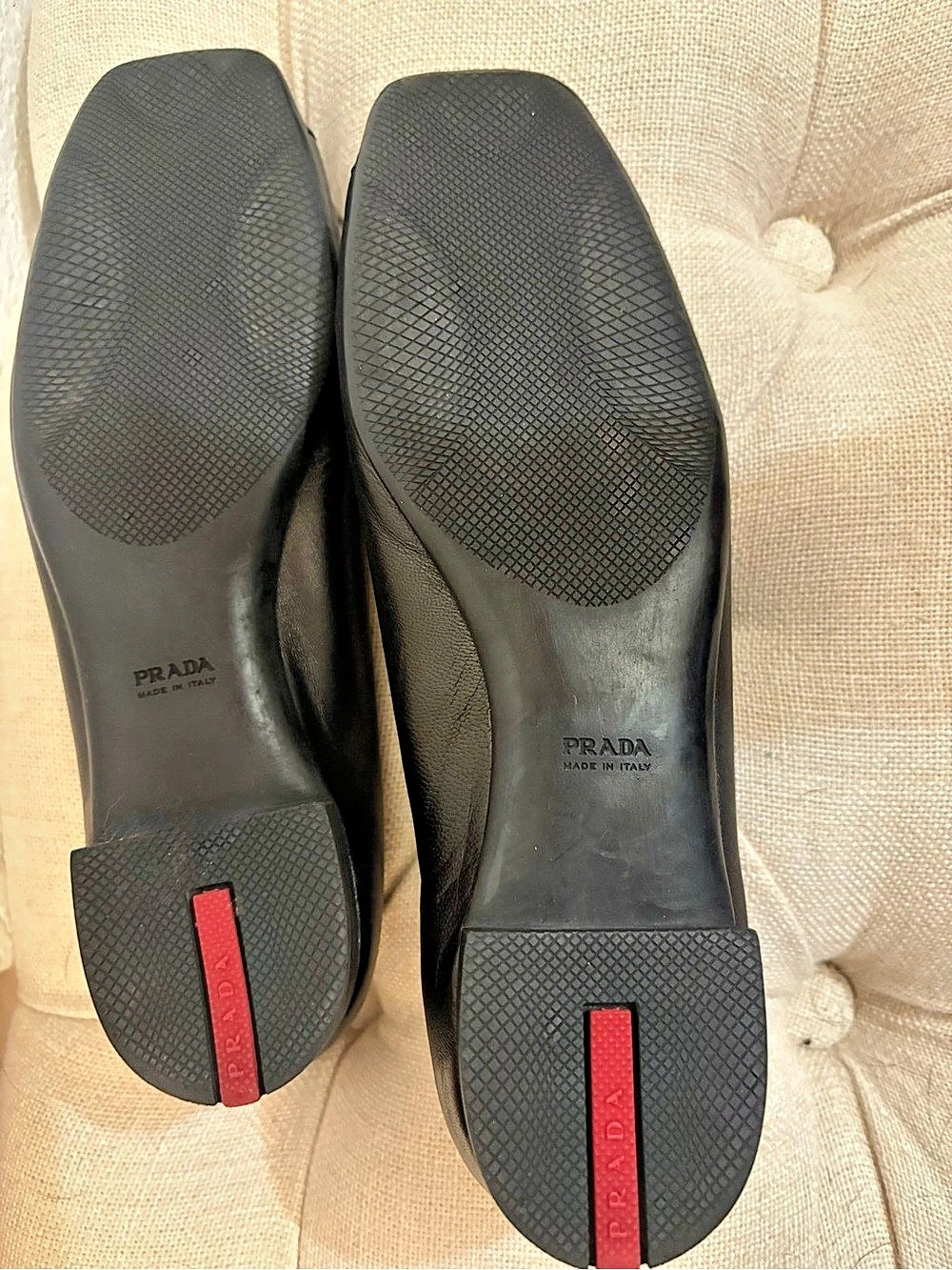 Prada Square Toe Leather Flats Black - Picture 2 of 3
